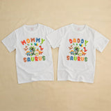 Custom Three Rex Dinosaur Birthday Matching Family Shirts, Soft Cotton Tees for Kids, Mom, Dad, Brother, Perfect for Parties
