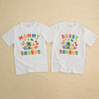 Custom Three Rex Dinosaur Birthday Matching Family Shirts, Soft Cotton Tees for Kids, Mom, Dad, Brother, Perfect for Parties