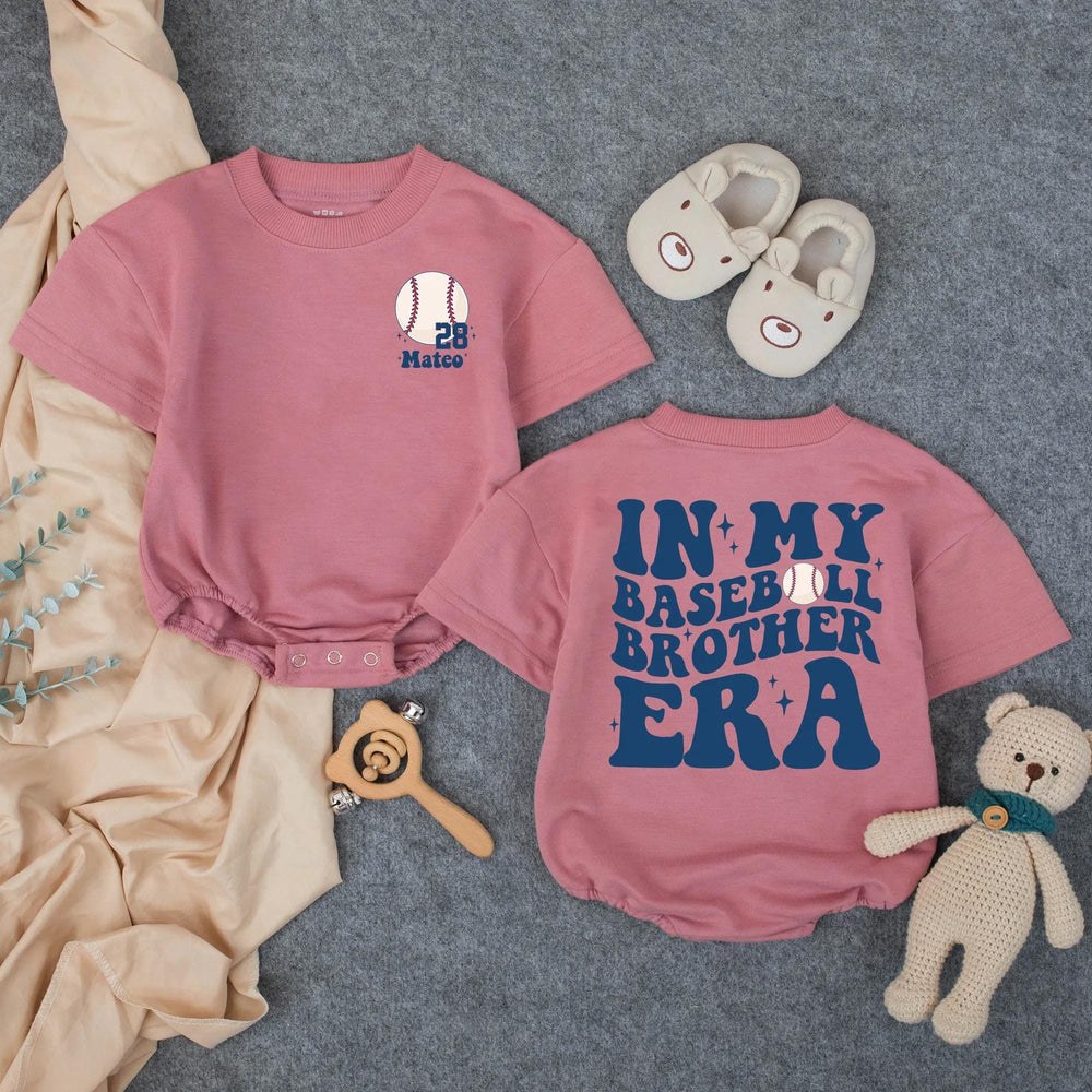 Custom Toddler Baseball Romper with Mateo Name and Number Navy Blue Sport Outfit Short Sleeve Retro Baby Clothes for Game Day or Birthday
