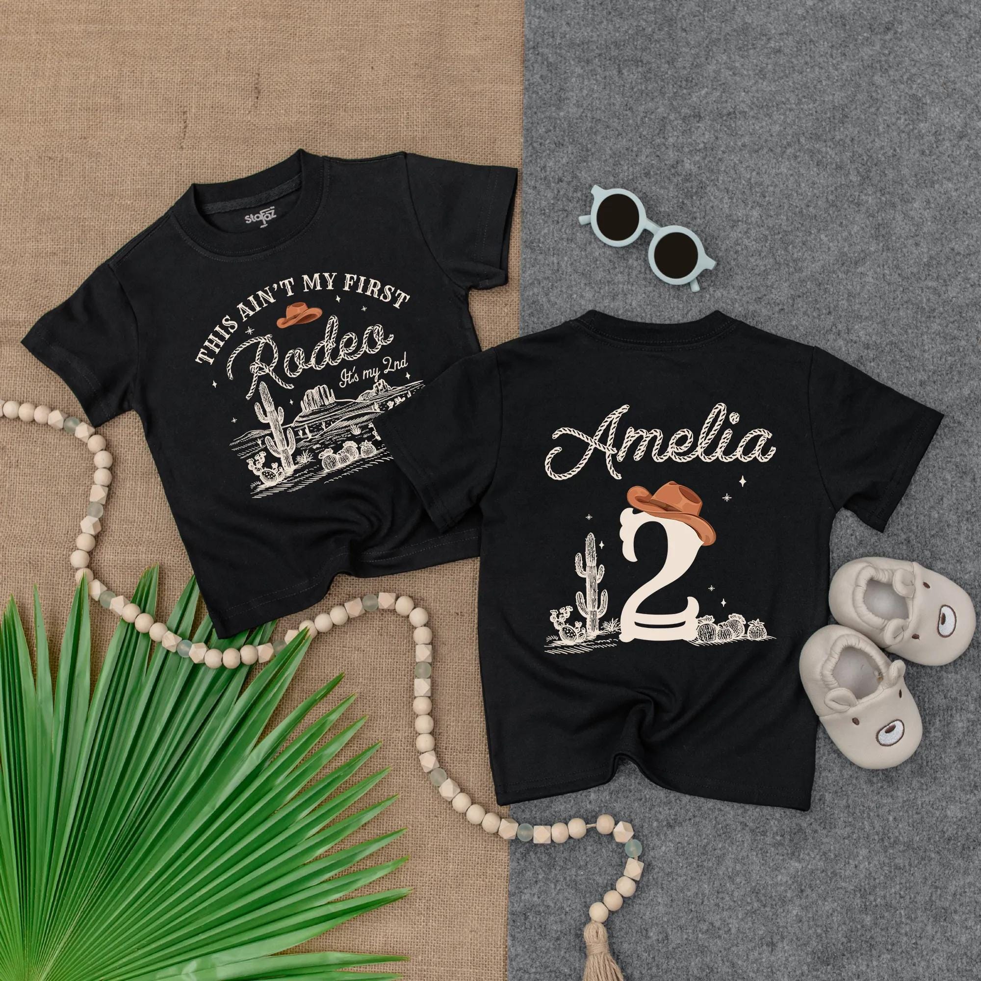 Custom Toddler Rodeo Birthday Shirt with Western Cowboy Design, Soft Cotton 2nd Birthday Outfit for Boys or Girls, Personalized Gift Idea