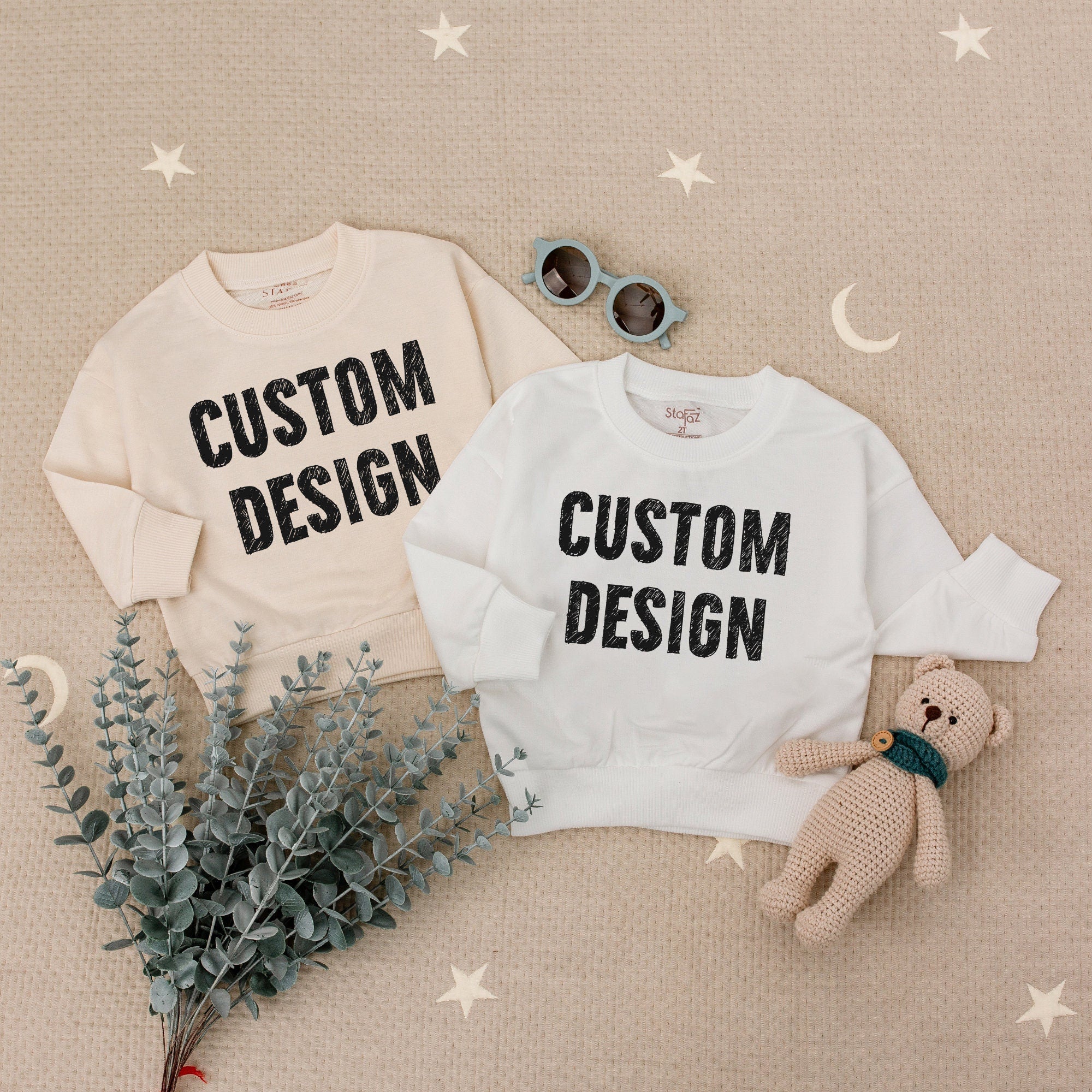 Custom Toddler Sweatshirt with Distressed Black Text Minimalist Design Soft Cotton Kids Shirt Personalized Gift for Birthday or Holiday