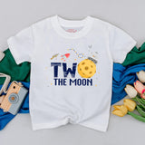 Custom Two the Moon Birthday Silk Banner for Toddler Boys, Outer Space Rocket Theme Party Backdrop Décor, 2nd Birthday Celebration Prop
