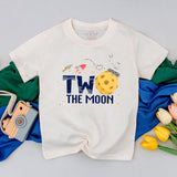 Custom Two the Moon Birthday Silk Banner for Toddler Boys, Outer Space Rocket Theme Party Backdrop Décor, 2nd Birthday Celebration Prop