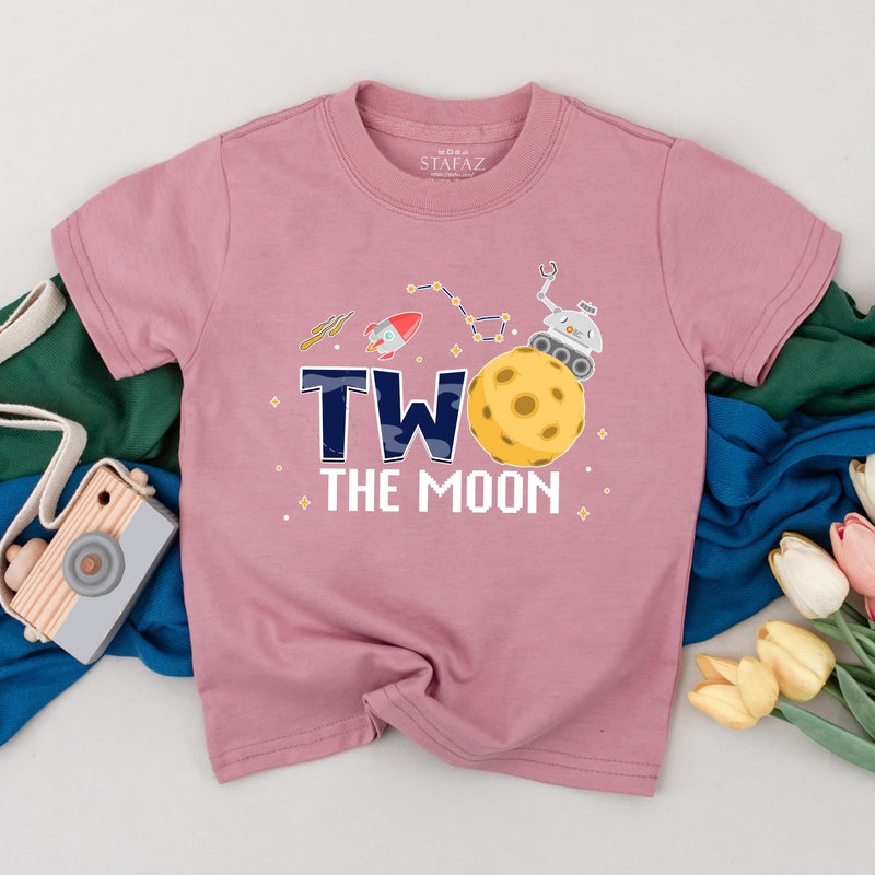 Custom Two the Moon Birthday Silk Banner for Toddler Boys, Outer Space Rocket Theme Party Backdrop Décor, 2nd Birthday Celebration Prop