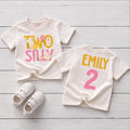 Custom Two Silly Goose 2nd Birthday Girl Shirt with Name, Kids' Soft Cotton Tee for Toddler Milestone Party, Playful Design, Summer Wear