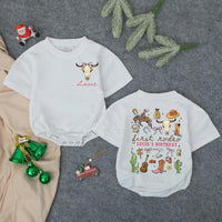 Custom Western Baby Romper with Cow Skull & Rodeo Artwork, Soft Cotton Long Sleeve Outfit for 1st Birthday, Infant Girl Gift