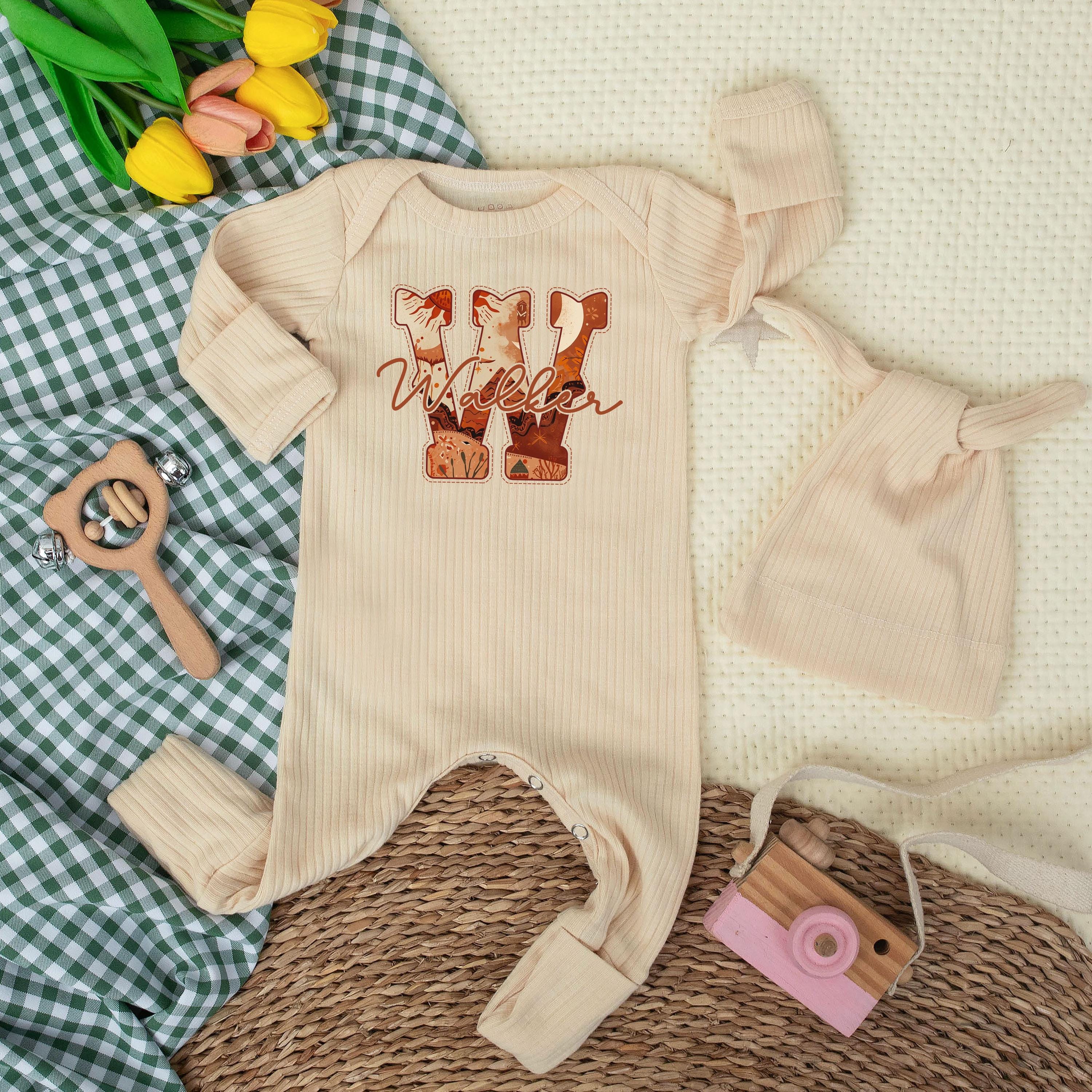 Custom Western Baby Romper with Cowboy Boot Artwork, Personalized Name Bodysuit for Newborn Boys, Soft Cotton Outfit, Baby Shower Gift