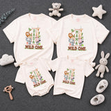 Custom Wild One Safari 1st Birthday Matching Family Shirts with Baby Romper, Soft Cotton Outfit for Mom, Dad, Siblings, and Toddler