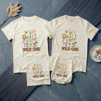 Custom Wild One Safari 1st Birthday Matching Family Shirts with Baby Romper, Soft Cotton Outfit for Mom, Dad, Siblings, and Toddler
