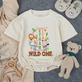 Custom Wild One Safari 1st Birthday Matching Family Shirts with Baby Romper, Soft Cotton Outfit for Mom, Dad, Siblings, and Toddler