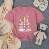 Custom Wild One Safari 1st Birthday Matching Family Shirts with Baby Romper, Soft Cotton Outfit for Mom, Dad, Siblings, and Toddler