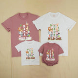 Custom Wild One Safari 1st Birthday Matching Family Shirts with Baby Romper, Soft Cotton Outfit for Mom, Dad, Siblings, and Toddler