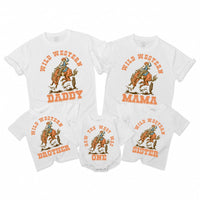 Custom Wild Western 1st Birthday Matching Family Shirts, Cowboy Rodeo Artwork, Soft Cotton Outfit for Baby, Toddler, Mom, Dad & Siblings