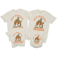 Custom Wild Western 1st Birthday Matching Family Shirts, Cowboy Rodeo Artwork, Soft Cotton Outfit for Baby, Toddler, Mom, Dad & Siblings
