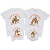 Custom Wild Western 1st Birthday Matching Family Shirts, Cowboy Rodeo Artwork, Soft Cotton Outfit for Baby, Toddler, Mom, Dad & Siblings