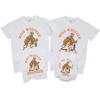 Custom Wild Western 1st Birthday Matching Family Shirts, Cowboy Rodeo Artwork, Soft Cotton Outfit for Baby, Toddler, Mom, Dad & Siblings