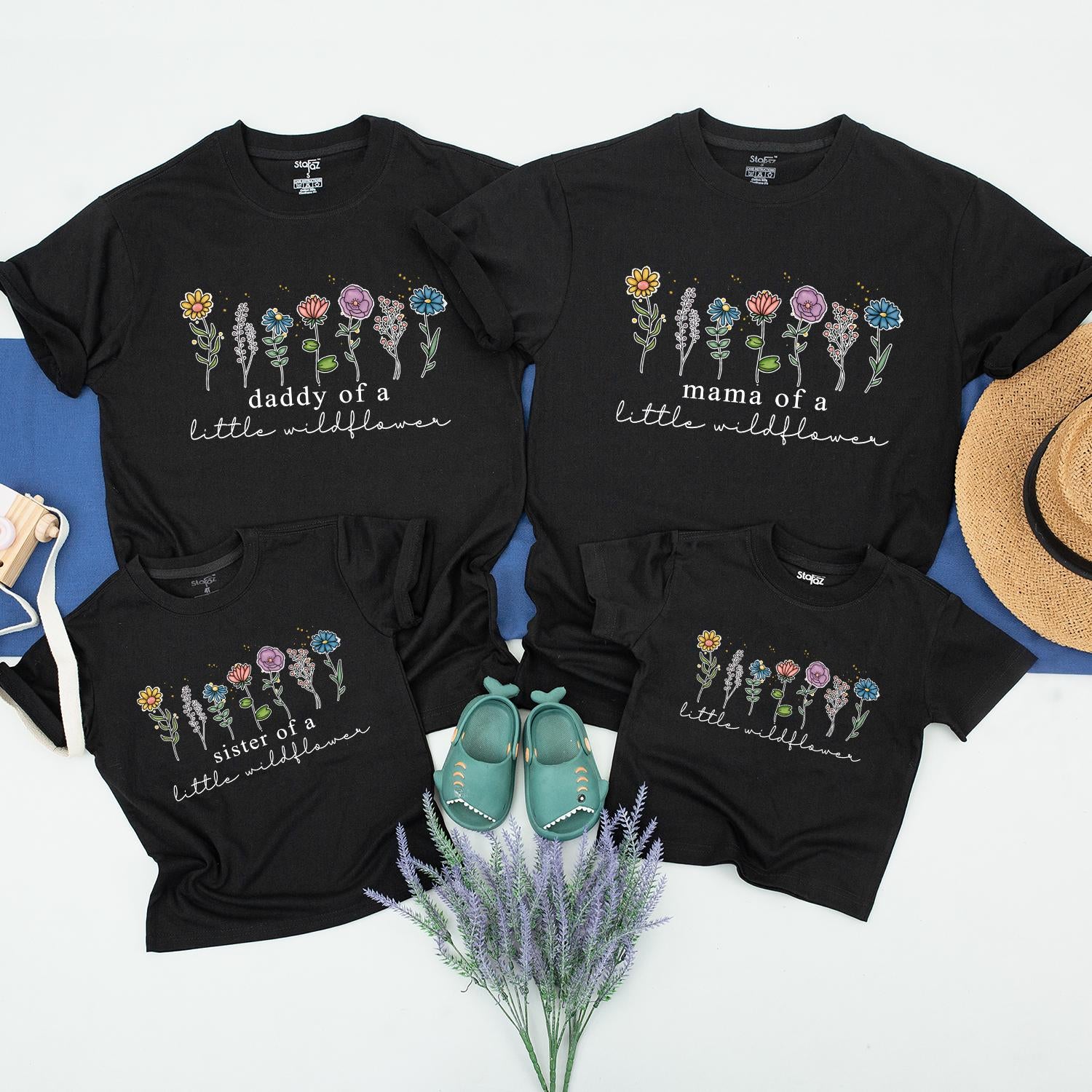 Custom Wildflower Family Birthday Shirts Soft Cotton Personalized Names Outfit First Party for Baby Toddler Mom Dad Sister Brother