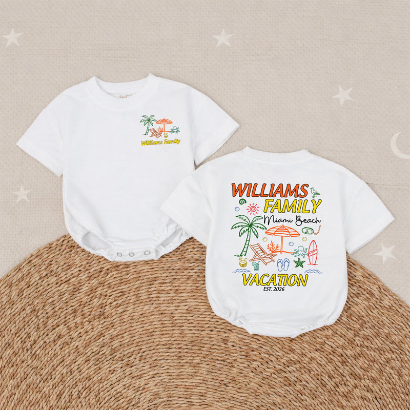 Custom Williams Family Vacation Shirts with Tropical Beach Design, Matching Cotton Tees & Bodysuits for Kids, Adults, Summer Trips 2026