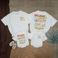 Custom Williams Family Vacation Shirts with Tropical Beach Design, Matching Cotton Tees & Bodysuits for Kids, Adults, Summer Trips 2026
