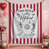 Custom Witchy Halloween Bachelorette Silk Banner with Skeleton Disco Design, Personalized Name & Date for Spooky Party Backdrop
