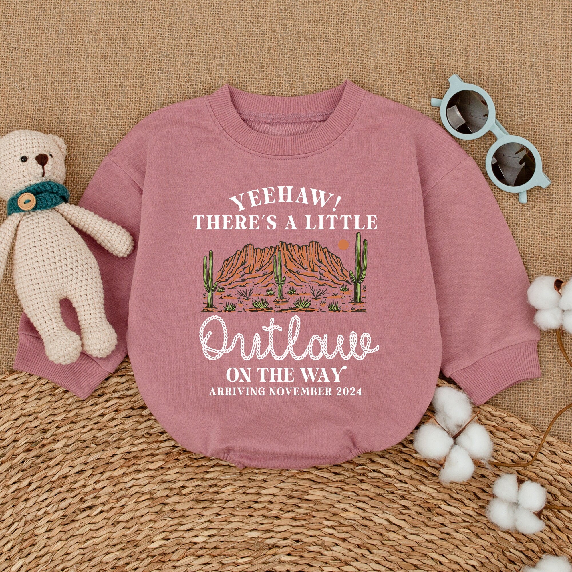 Custom Yeehaw Little Outlaw Baby Romper Western Theme Boho Country Bodysuit Soft Cotton Newborn Gift Personalized November 2024