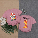 Customized Firefighter 1st Birthday Baby Romper with Name Design Red Fire Truck Toddler Outfit Comfortable Party Gift Boy Celebration