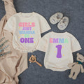 Customized Girls Just Wanna Be One Birthday Outfit with Retro Pastel Design, Custom Name Baby Girl Romper for 1st Birthday Celebration