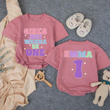 Customized Girls Just Wanna Be One Birthday Outfit with Retro Pastel Design, Custom Name Baby Girl Romper for 1st Birthday Celebration