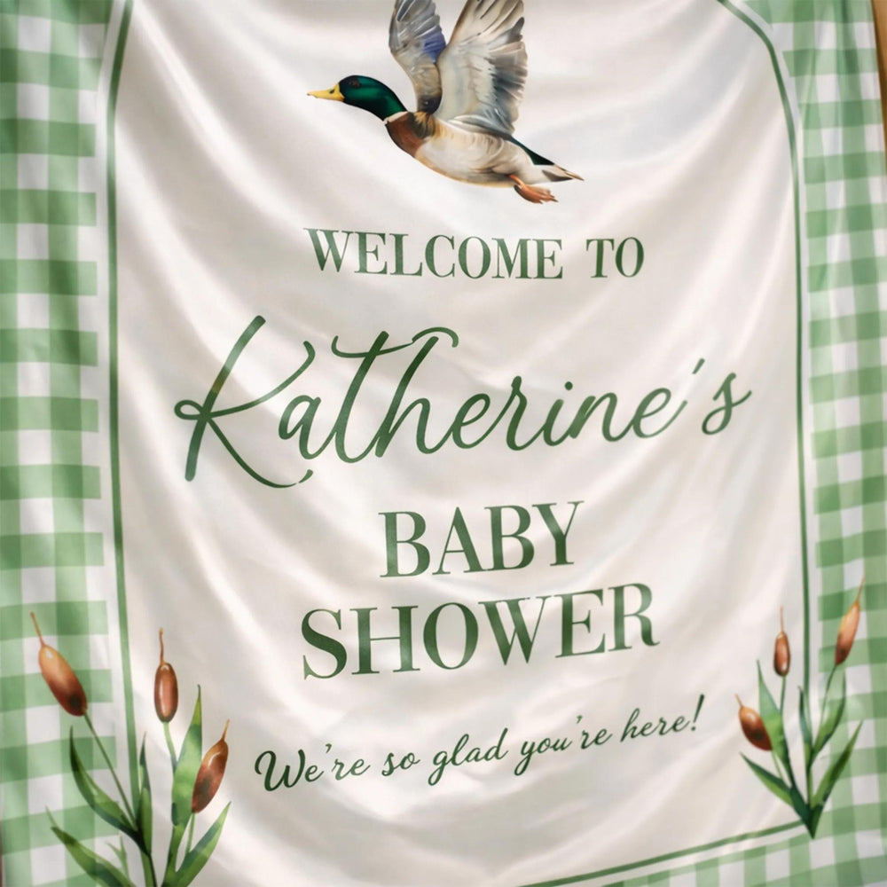 Customized Mallard Duck Baby Shower Gift Set, Southern Boy Silk Welcome Sign, Duck Hunting Baby Bodysuit