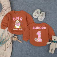 Customized One Duckin’ Cute Bubble Romper for Baby Girls, Groovy First Birthday Outfit with Pink and Brown Design, Soft Cotton Party Clothes