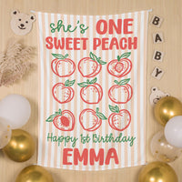 Customized One Sweet Peach 1st Birthday Banner for Baby Girl Party, Peach and Coral Backdrop with Name and Age, Whimsical Celebration Decor