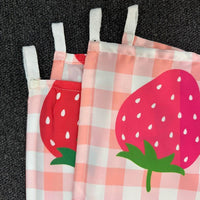 Customized Strawberry Baby Shower Silk Banner with Pink Gingham and Scalloped Border, Girl Baby Shower Decor, Personalized Party Sign