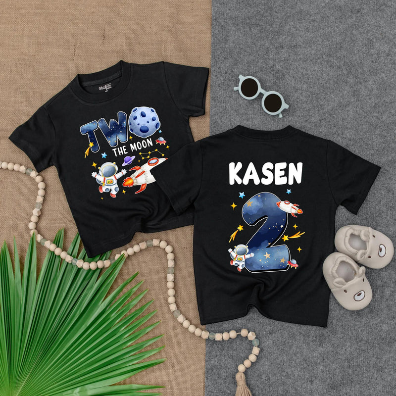 Customized Two the Moon Birthday Romper with Astronaut and Rocket Space-Themed 2nd Birthday Outfit for Baby or Toddler Party Gift