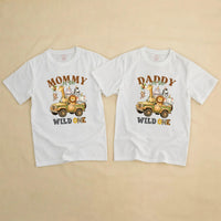 Customized Wild One Safari Family Shirts and Baby Romper, Zoo 1st Birthday Outfit with Cartoon Animals, Soft Cotton Party Clothes Gift