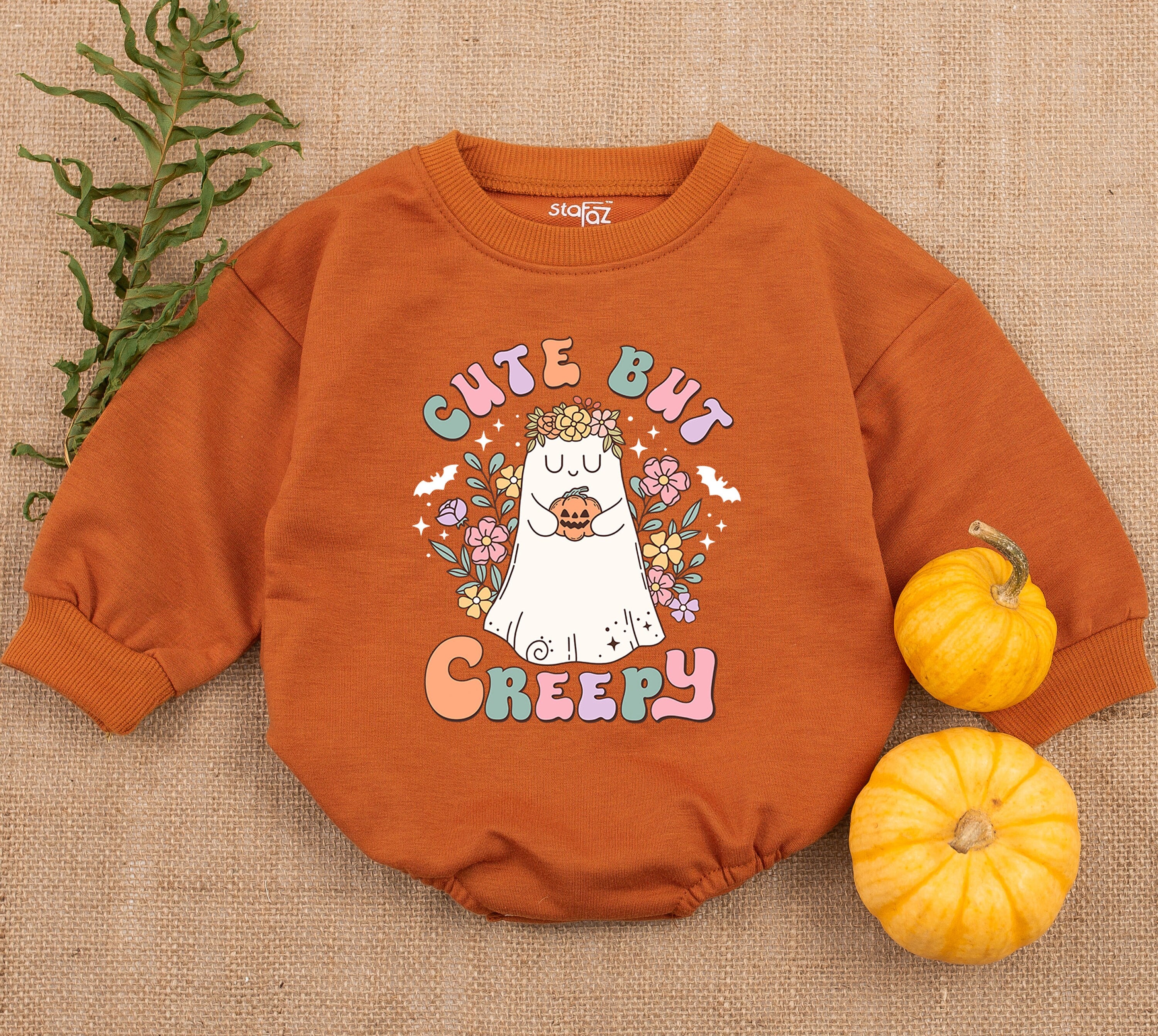 Cute But Creepy Baby Romper Toddler Halloween Outfit Ghost Crown Flowers Soft Cotton Newborn Fall Birthday Party Look