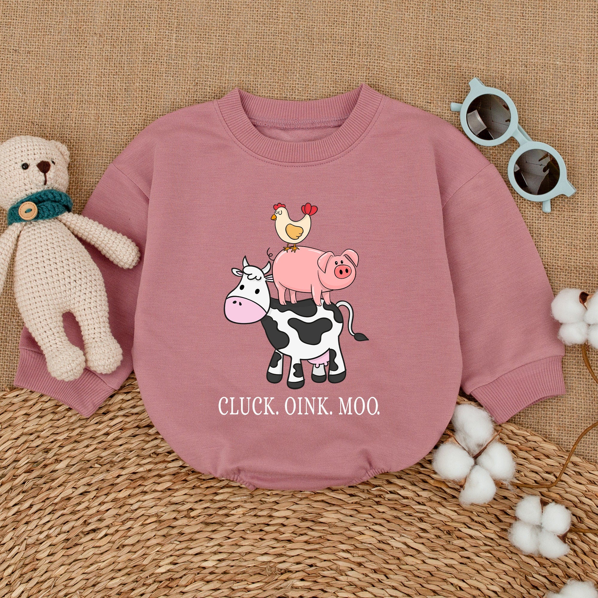 Cute Farm Animals Baby Romper Cluck Oink Moo Bodysuit Playful Barnyard Infant Outfit Western Style Soft Cotton Gift