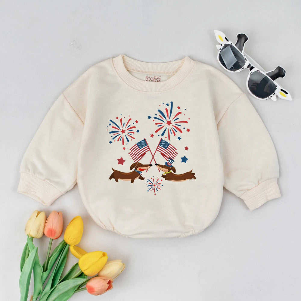 Cute Fourth of July Baby Romper with Patriotic Dachshund Design Infant Outfit for Dog Lovers Festive USA Baby Clothes Holiday Gift