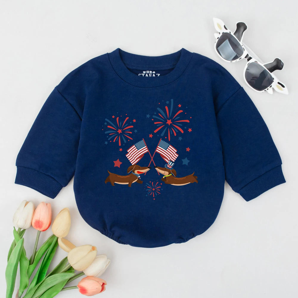 Cute Fourth of July Baby Romper with Patriotic Dachshund Design Infant Outfit for Dog Lovers Festive USA Baby Clothes Holiday Gift