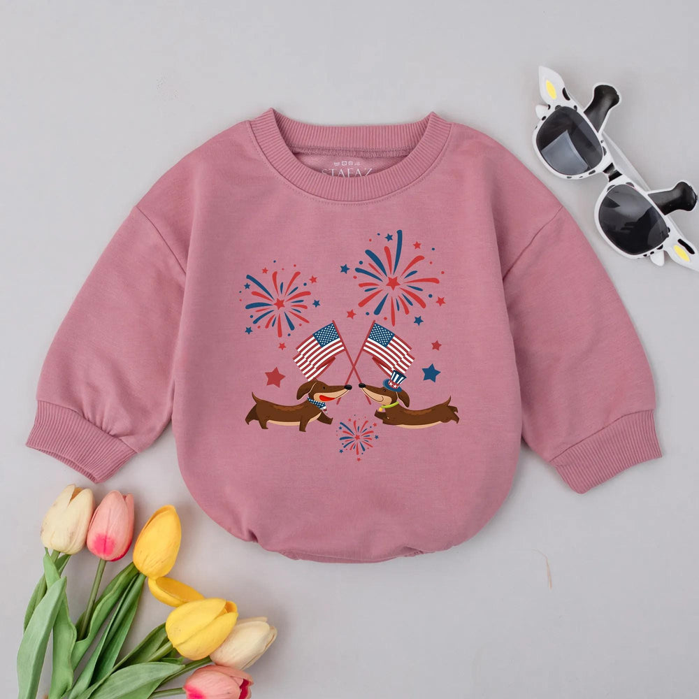 Cute Fourth of July Baby Romper with Patriotic Dachshund Design Infant Outfit for Dog Lovers Festive USA Baby Clothes Holiday Gift