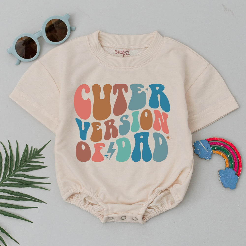 Cuter Version of Dad Baby Romper Retro Wavy Design Infant Girl Bodysuit First Father's Day Gift Soft Comfortable Outfit Vintage Style