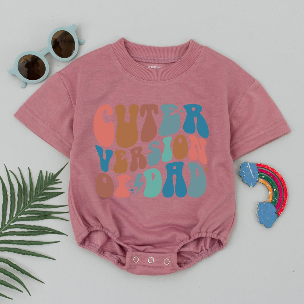 Cuter Version of Dad Baby Romper Retro Wavy Design Infant Girl Bodysuit First Father's Day Gift Soft Comfortable Outfit Vintage Style