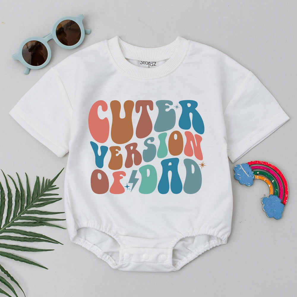 Cuter Version of Dad Baby Romper Retro Wavy Design Infant Girl Bodysuit First Father's Day Gift Soft Comfortable Outfit Vintage Style