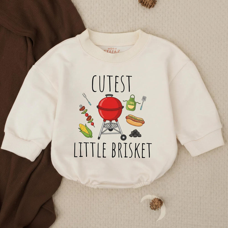 Cutest Little Brisket Cotton Baby Romper with BBQ Design, Fun Texas Girl Outfit, Whimsical Southern Baby Shower Gift for Infants