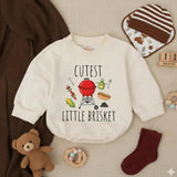 Cutest Little Brisket Cotton Baby Romper with BBQ Design, Fun Texas Girl Outfit, Whimsical Southern Baby Shower Gift for Infants