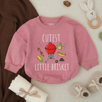 Cutest Little Brisket Cotton Baby Romper with BBQ Design, Fun Texas Girl Outfit, Whimsical Southern Baby Shower Gift for Infants