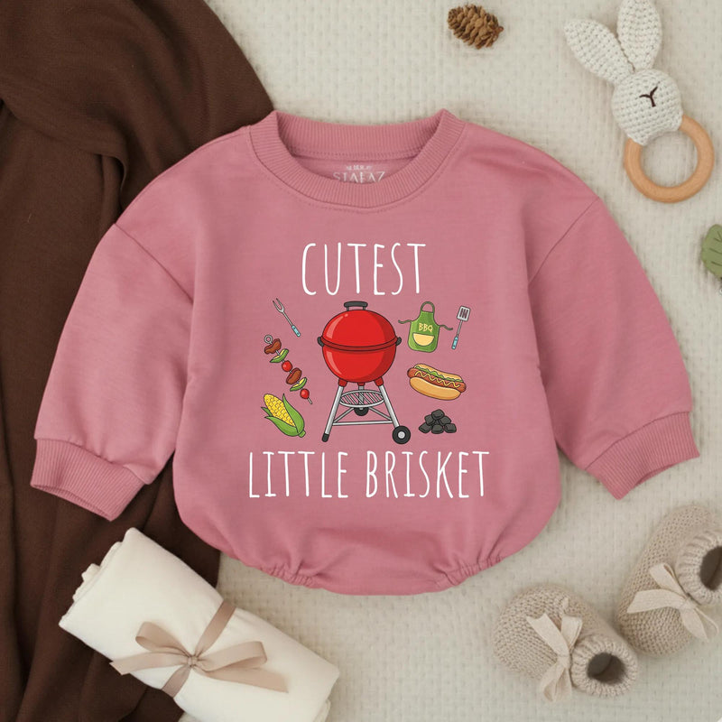 Cutest Little Brisket Cotton Baby Romper with BBQ Design, Fun Texas Girl Outfit, Whimsical Southern Baby Shower Gift for Infants