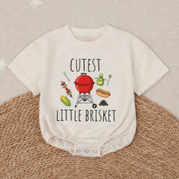 Cutest Little Brisket Cotton Baby Romper with BBQ Design, Fun Texas Girl Outfit, Whimsical Southern Baby Shower Gift for Infants