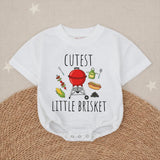 Cutest Little Brisket Cotton Baby Romper with BBQ Design, Fun Texas Girl Outfit, Whimsical Southern Baby Shower Gift for Infants