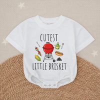 Cutest Little Brisket Cotton Baby Romper with BBQ Design, Fun Texas Girl Outfit, Whimsical Southern Baby Shower Gift for Infants