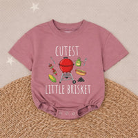 Cutest Little Brisket Cotton Baby Romper with BBQ Design, Fun Texas Girl Outfit, Whimsical Southern Baby Shower Gift for Infants
